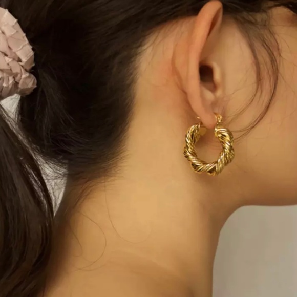 Twisted Hoop Earrings - Picture 2 of 2